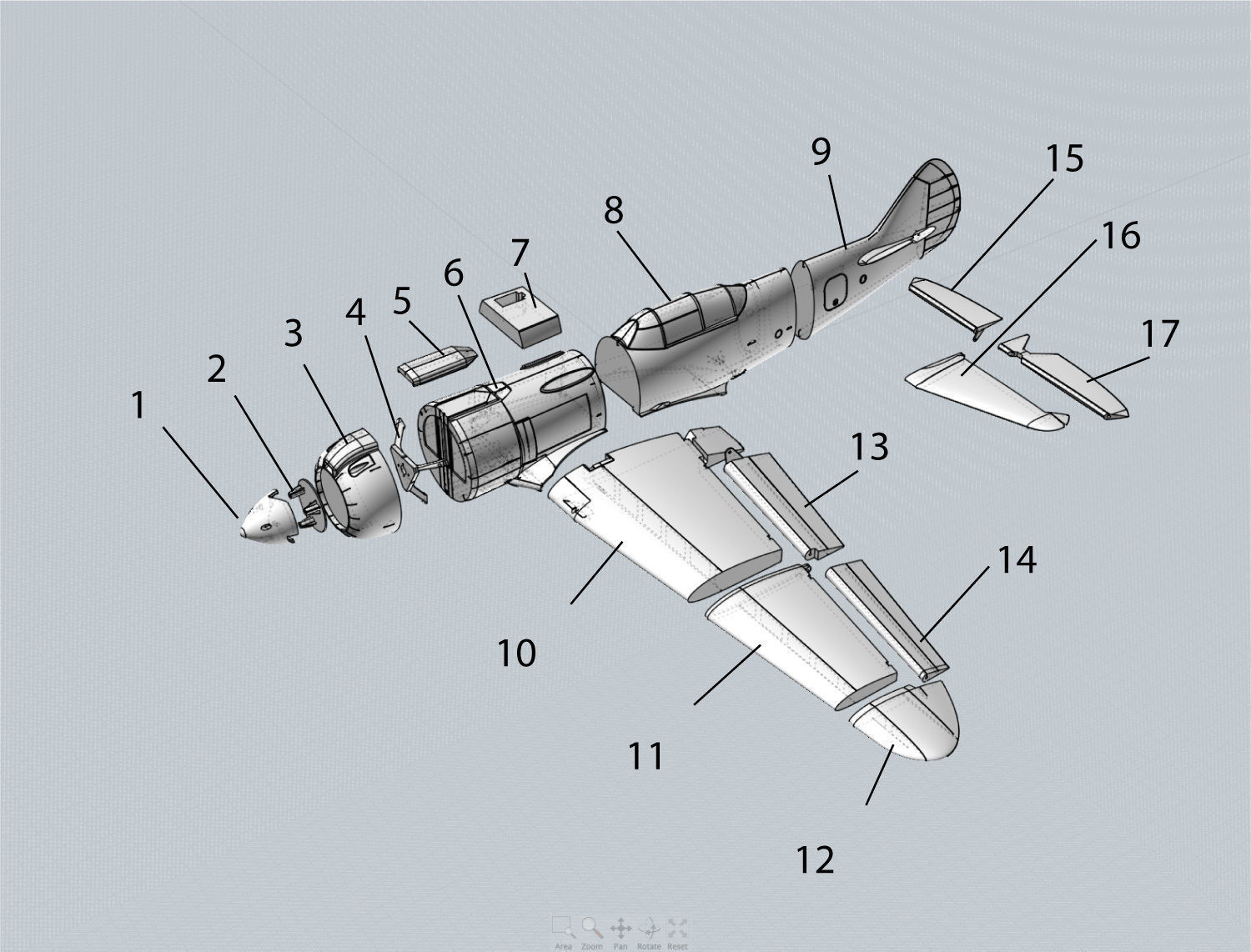 RC plane  LA5 FN 740mm wing 3D print model_3