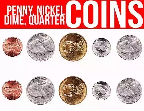 coin coins us usa dime nickel penny quarter Low-poly 3D model