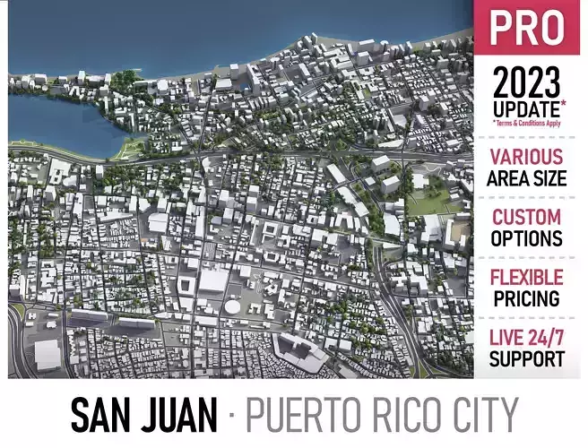 San Juan - 3D City Model Low-poly 3D model