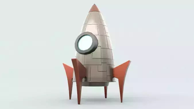 Cartoon Rocket Low-poly 3D model