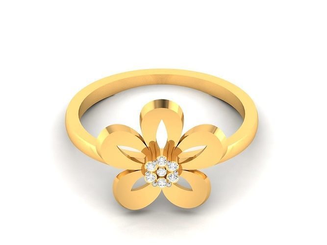Women Flower Diamond Band Ring 3dm render detail 3D print model