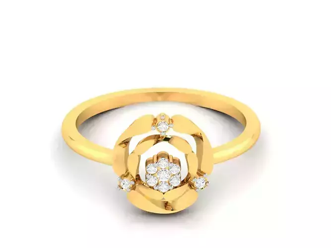 Women Flower Band Ring 3dm render detail