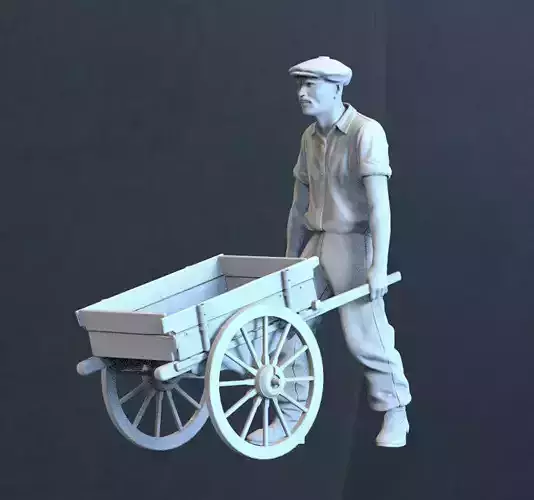 farmer man with cart 3D print model