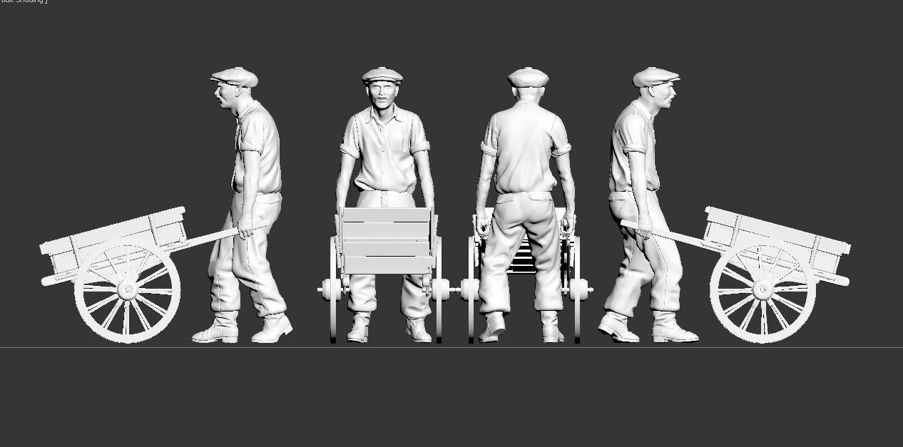 farmer man with cart 3D print model_45