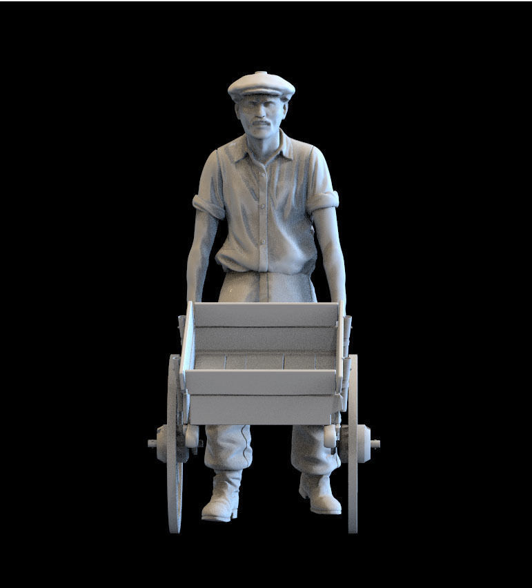 farmer man with cart 3D print model_54