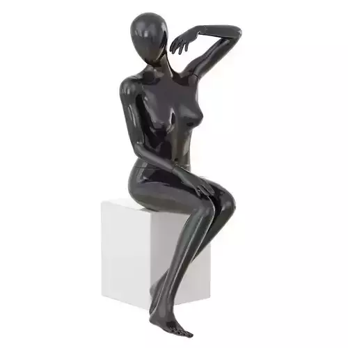 Seated black female mannequin 48 3D model