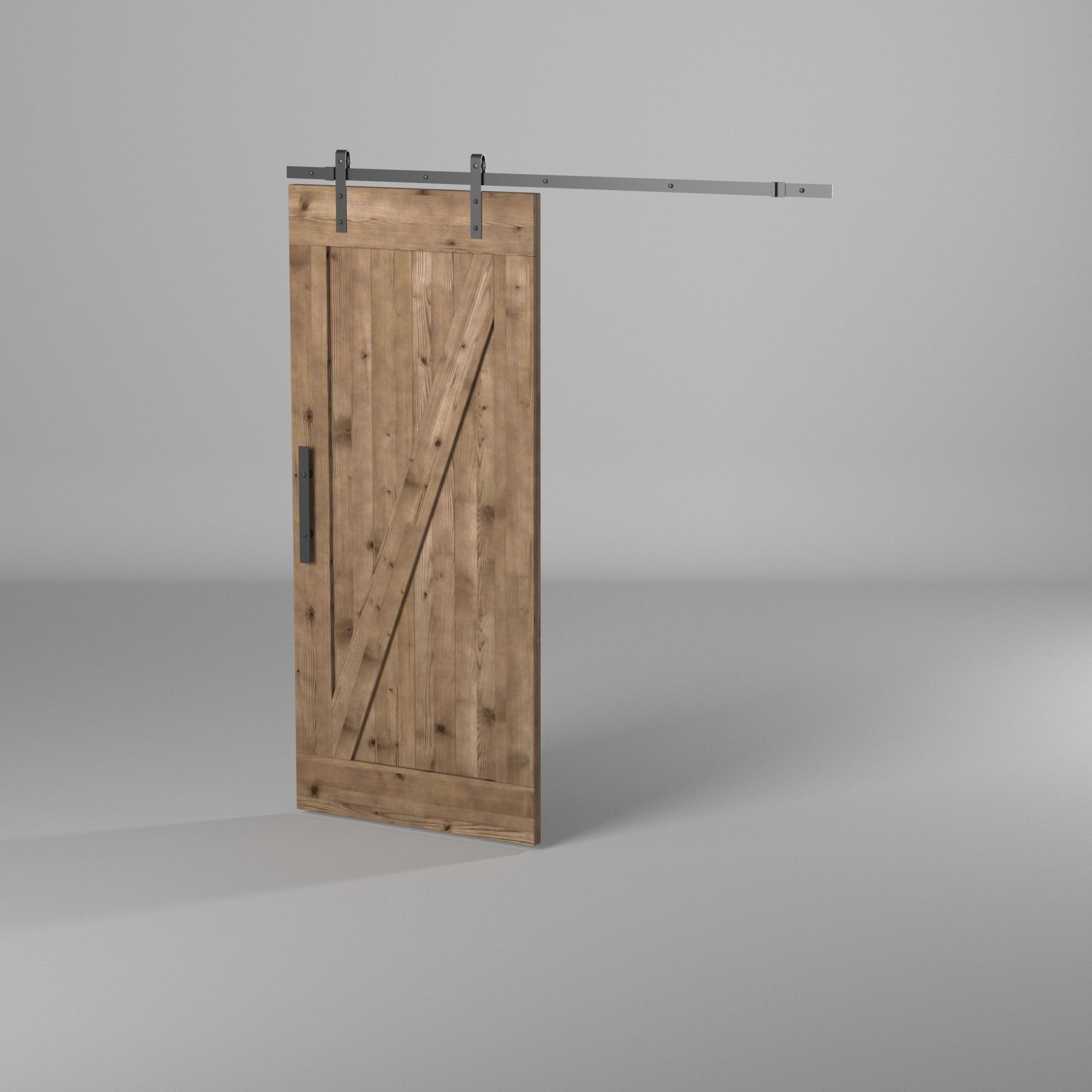 Wooden Sliding Door 3D model_2