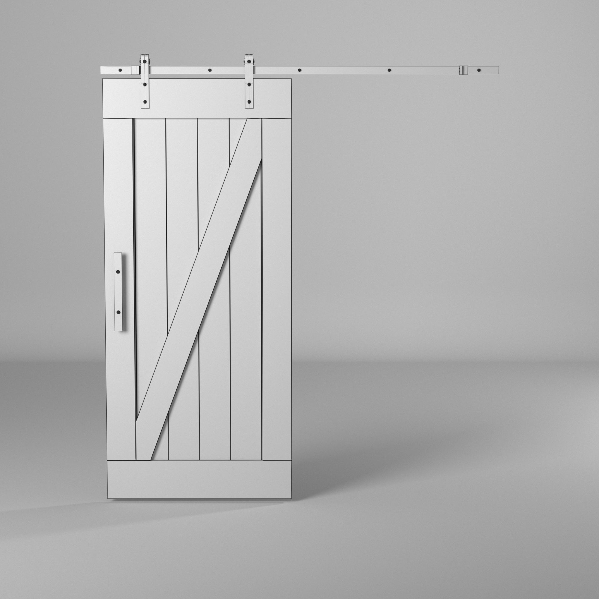 Wooden Sliding Door 3D model_6