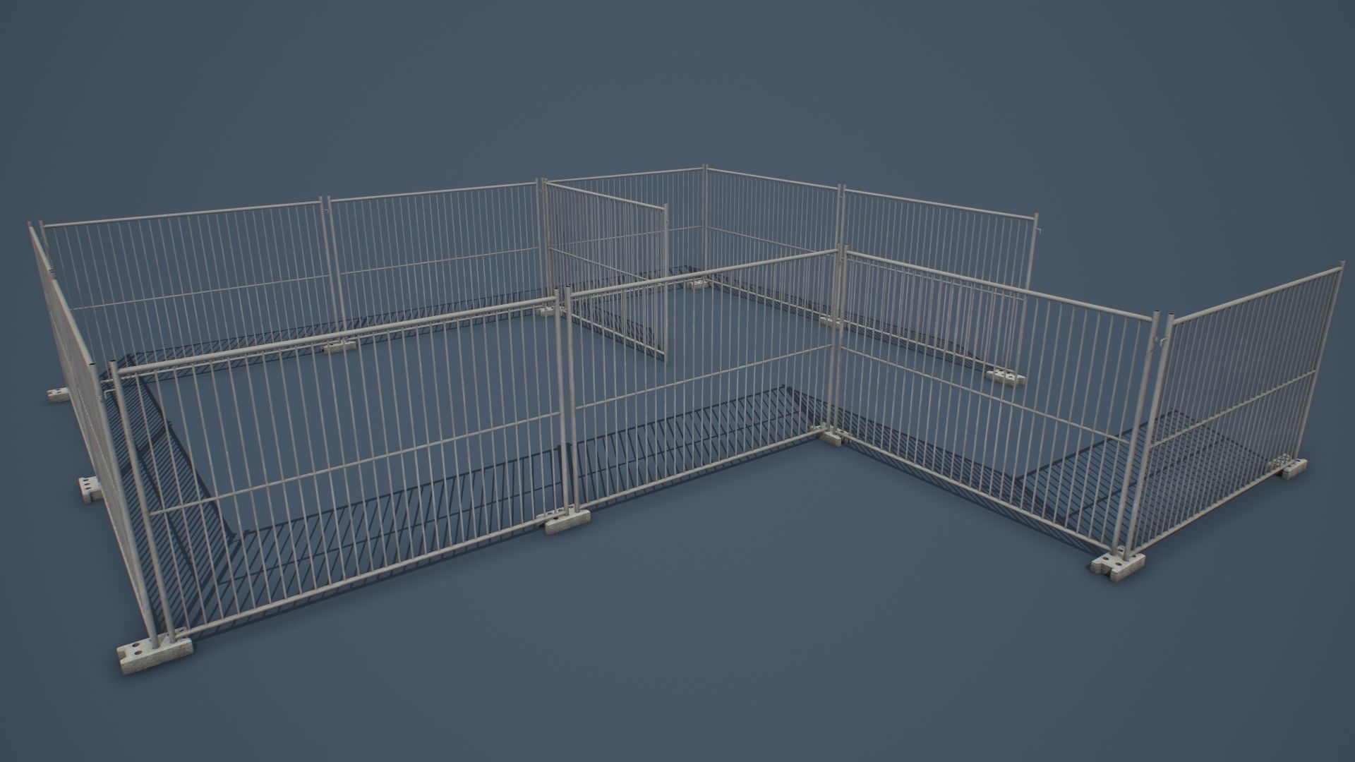 Portable Construction Fence PBR Low-poly 3D model_4