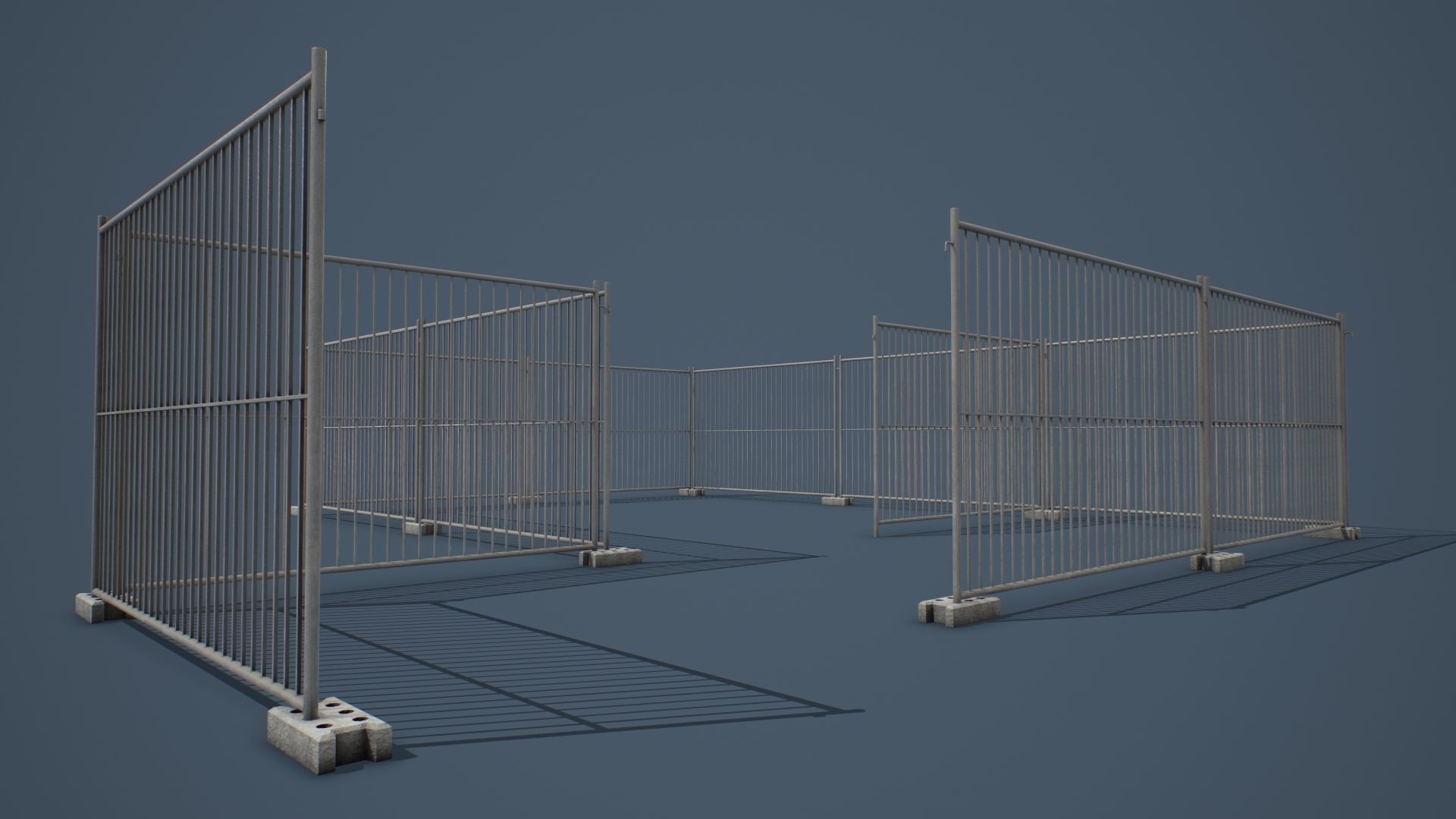 Portable Construction Fence PBR Low-poly 3D model_5