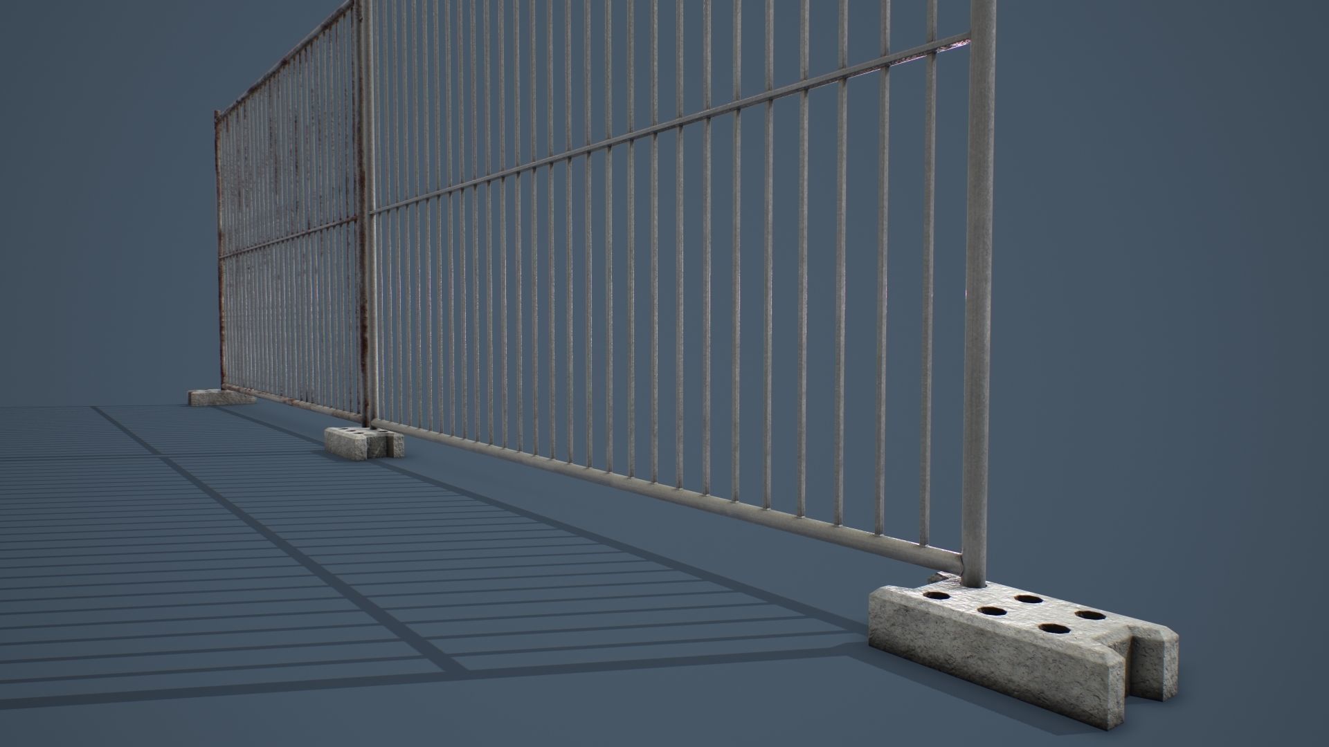 Portable Construction Fence PBR Low-poly 3D model_3