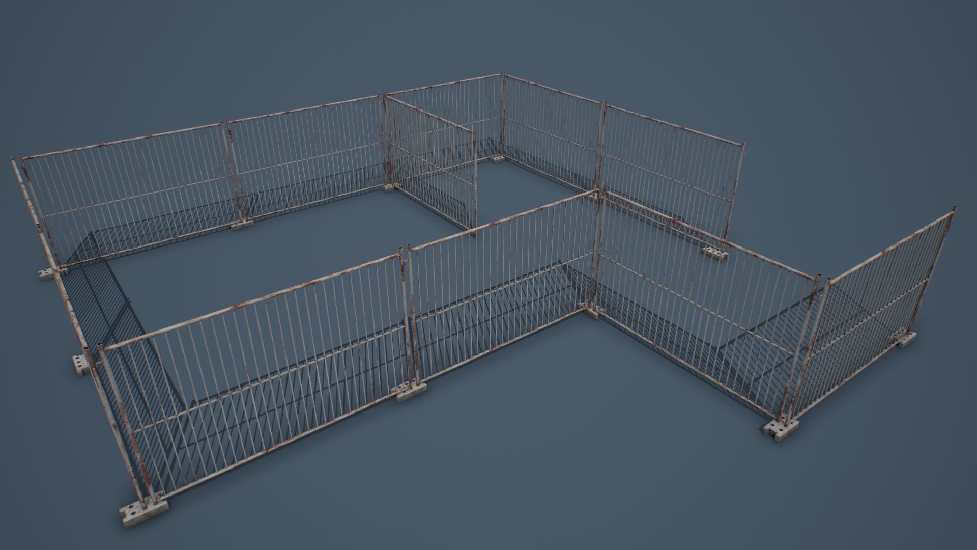 Portable Construction Fence PBR Low-poly 3D model_7