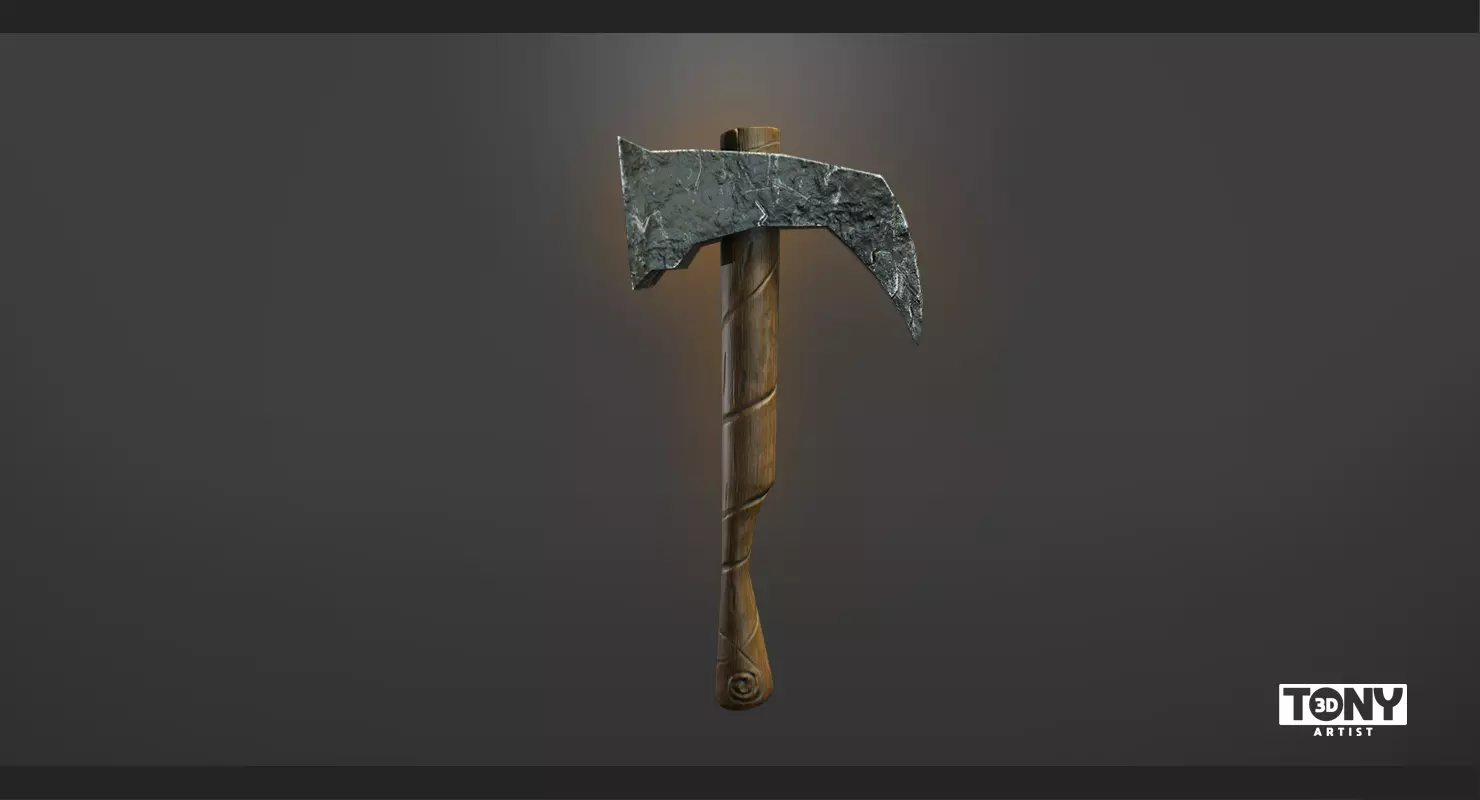 Pick Axe Low-poly 3D model_0