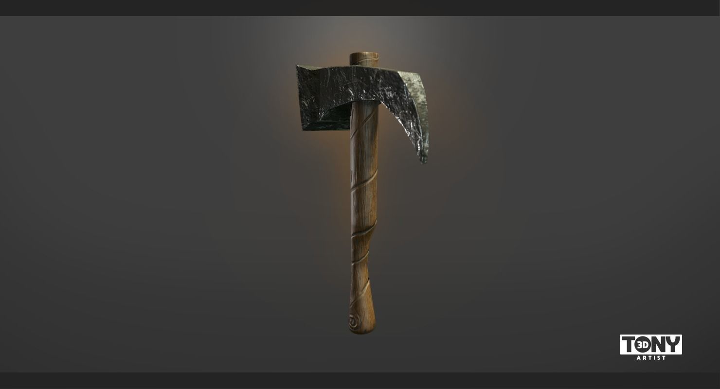 Pick Axe Low-poly 3D model_3