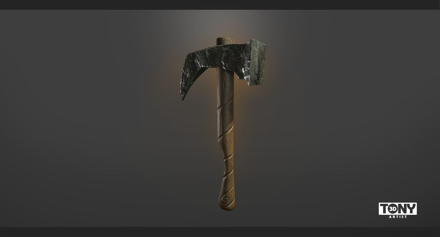 Pick Axe Low-poly 3D model_5