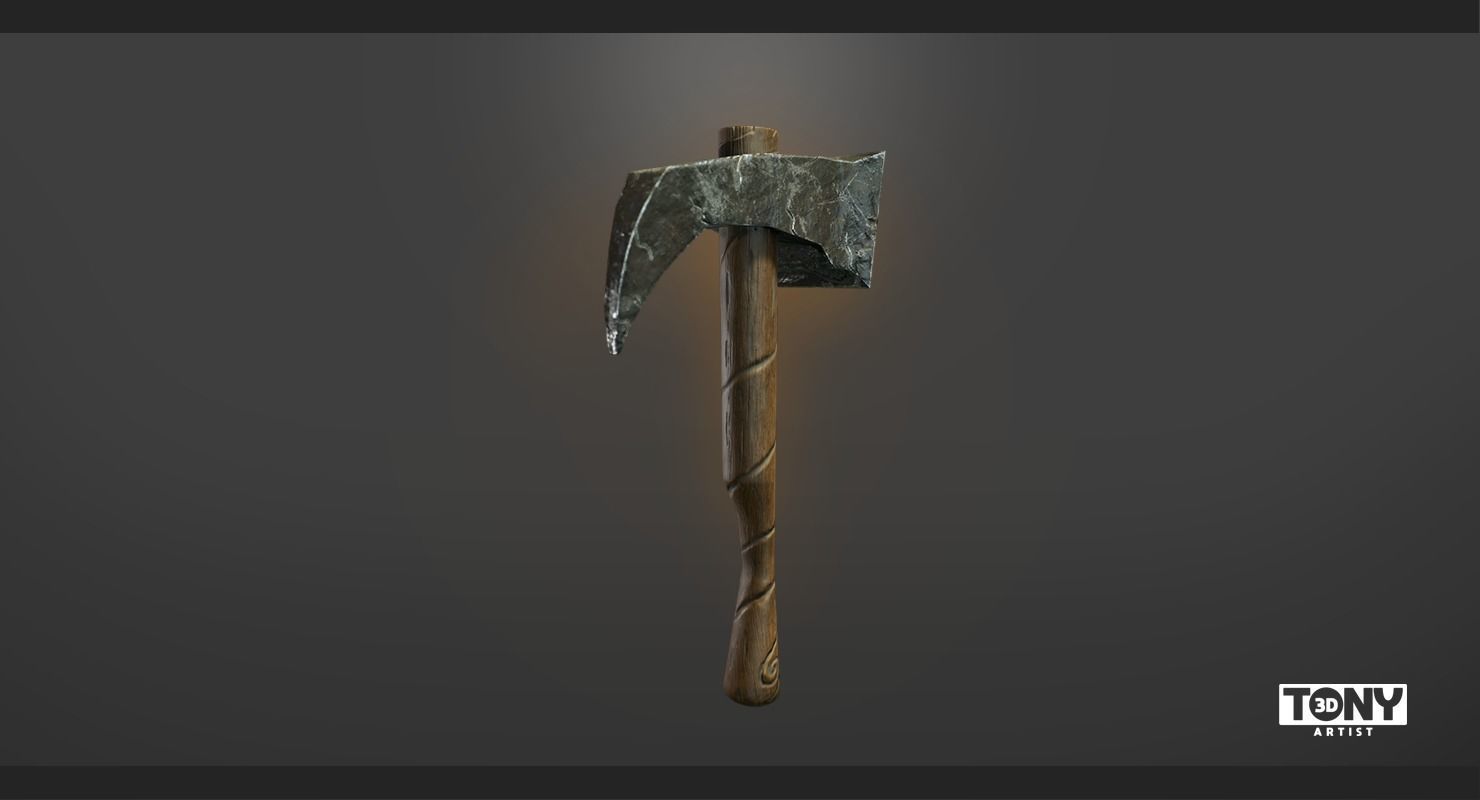 Pick Axe Low-poly 3D model_4