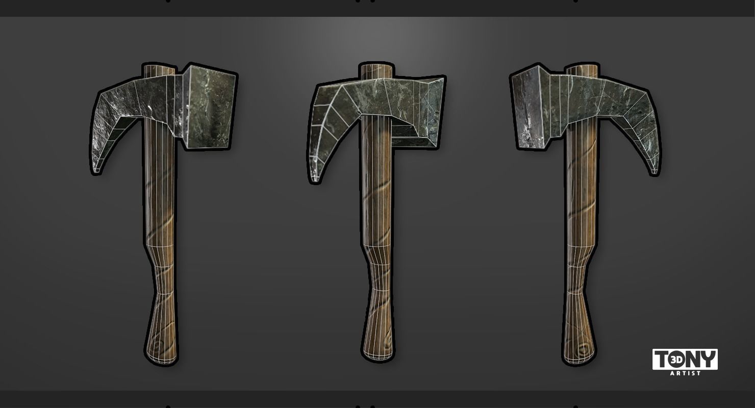 Pick Axe Low-poly 3D model_6