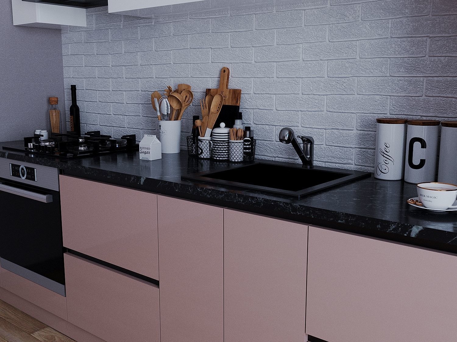 Kitchen furniture Low-poly 3D model_3