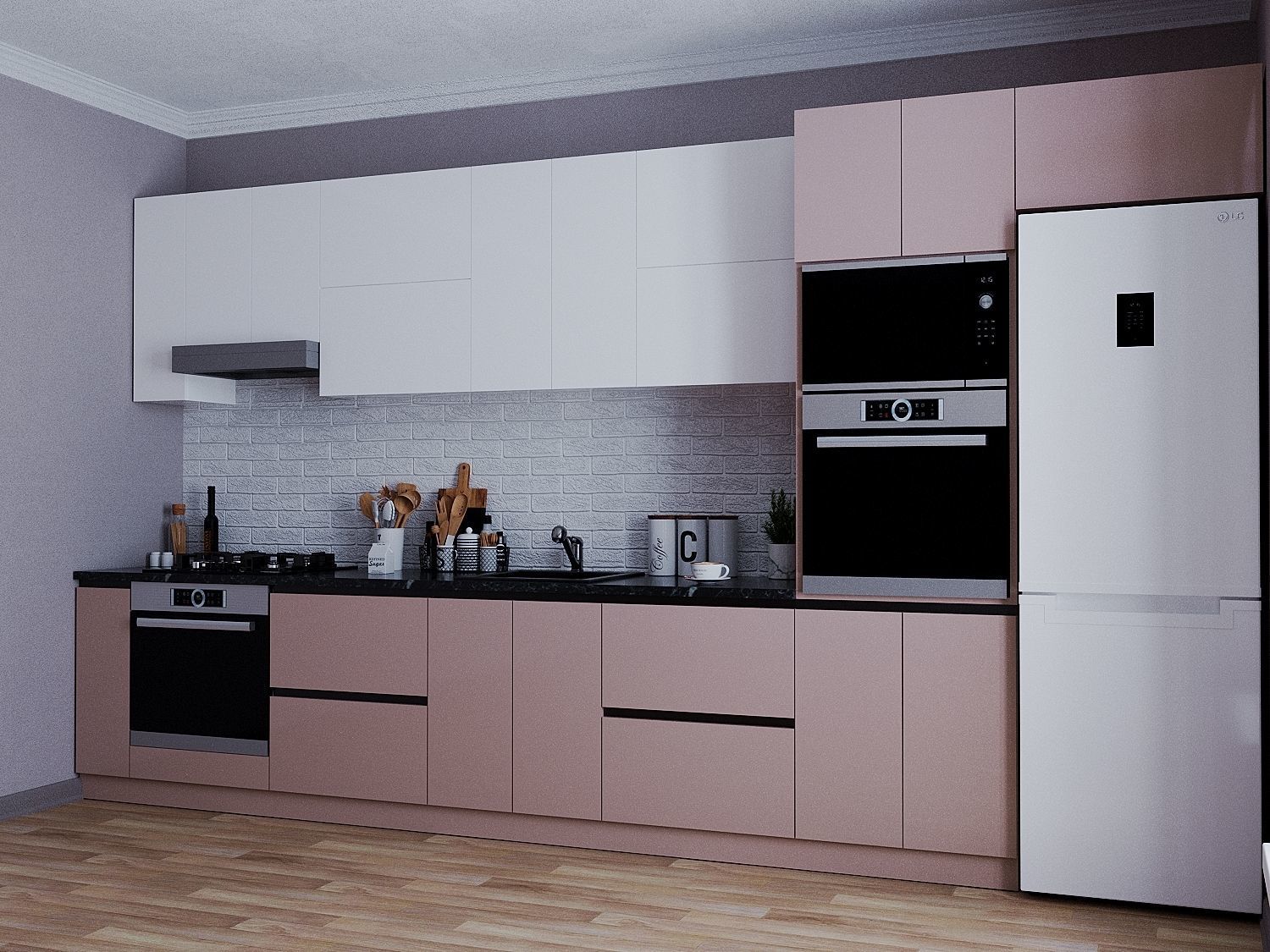 Kitchen furniture Low-poly 3D model_2