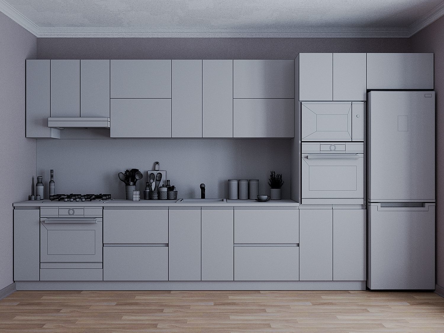 Kitchen furniture Low-poly 3D model_4