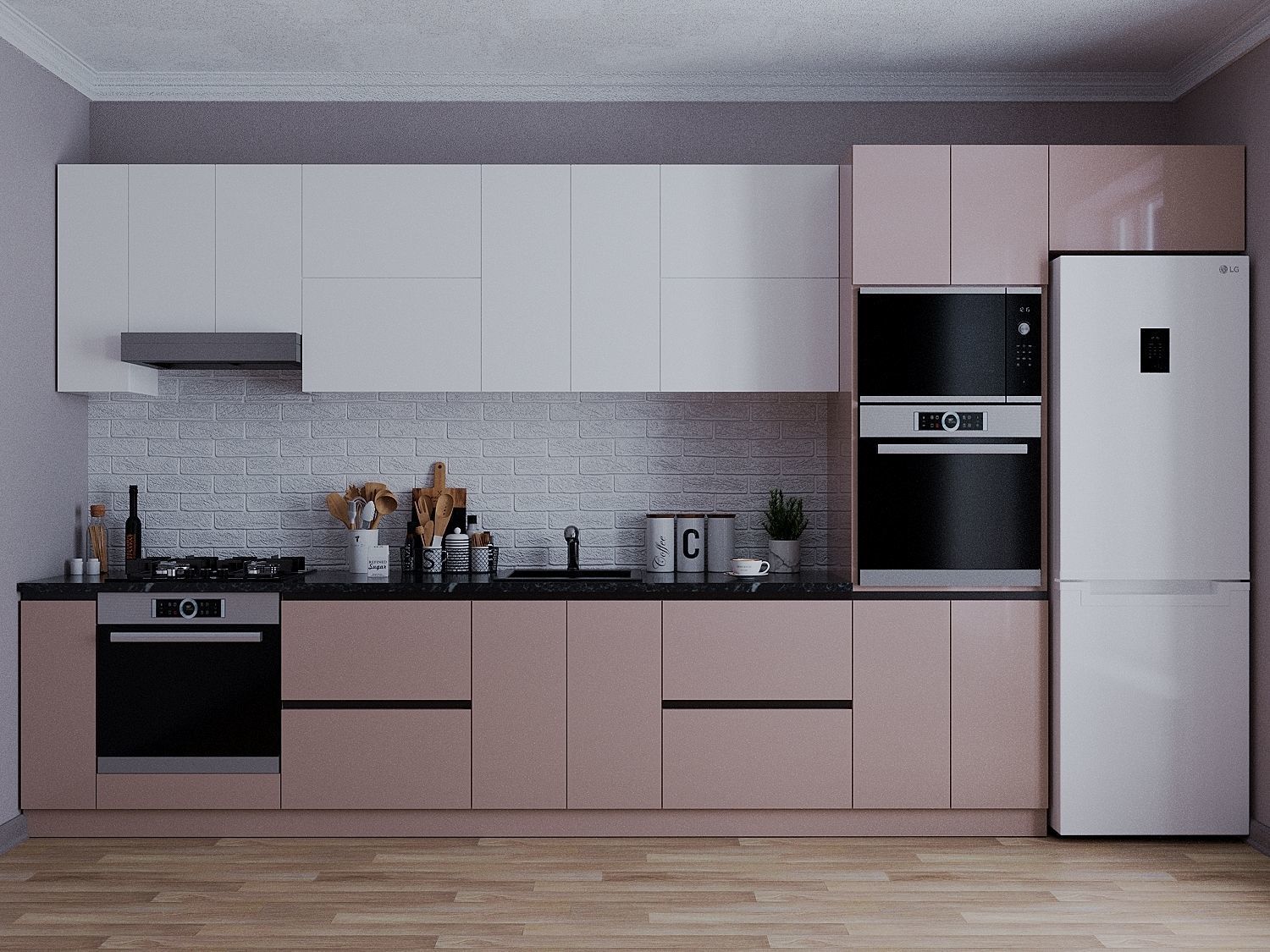 Kitchen furniture Low-poly 3D model_1