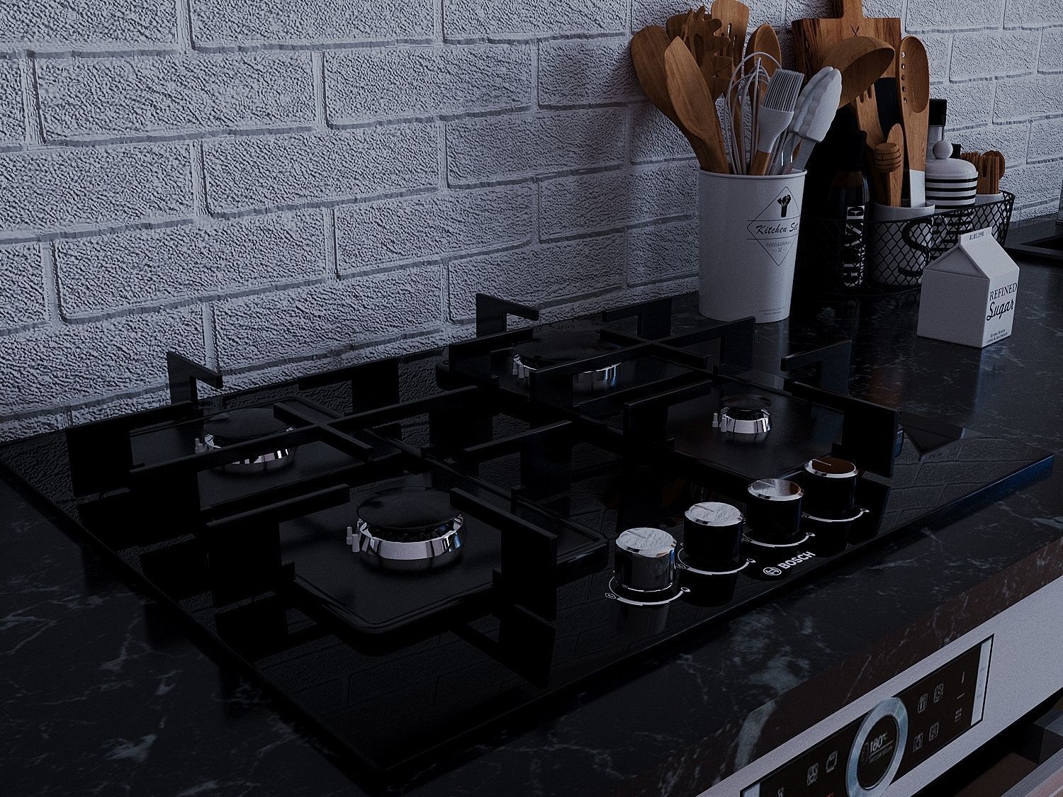 Kitchen furniture Low-poly 3D model_5