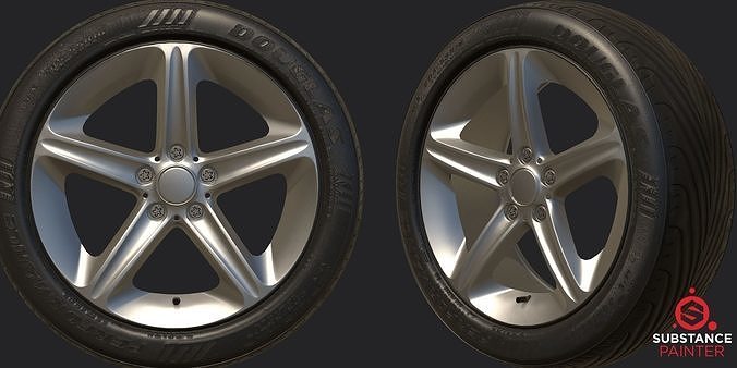CAR WHEEL PACK 01 AR - VR - Highpoly - Low-poly 3D model 4