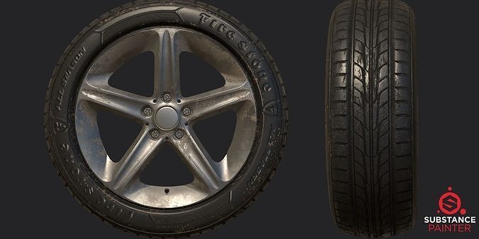 CAR WHEEL PACK 01 AR - VR - Highpoly - Low-poly 3D model 7