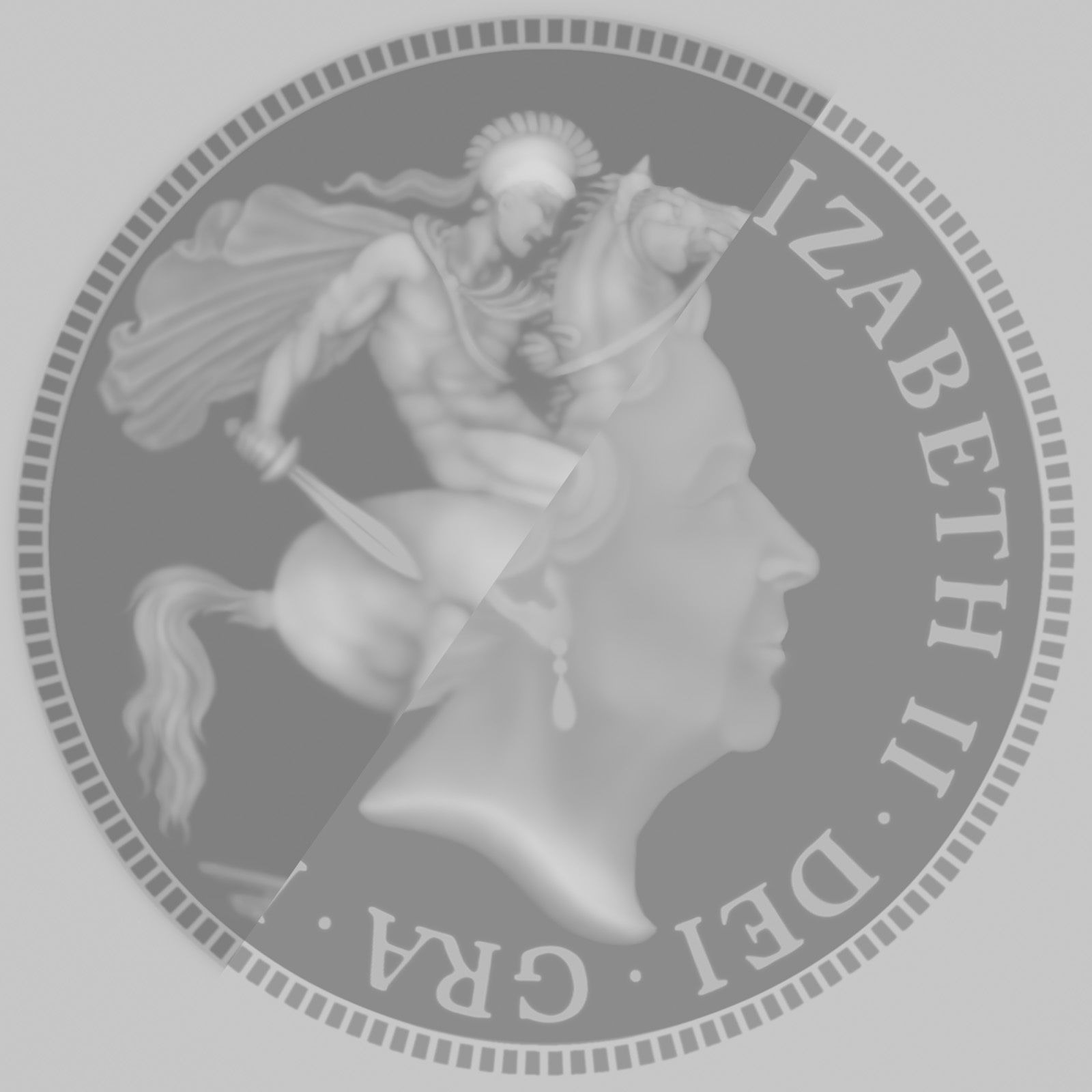 Gold Sovereign Coin Low-poly 3D model_9
