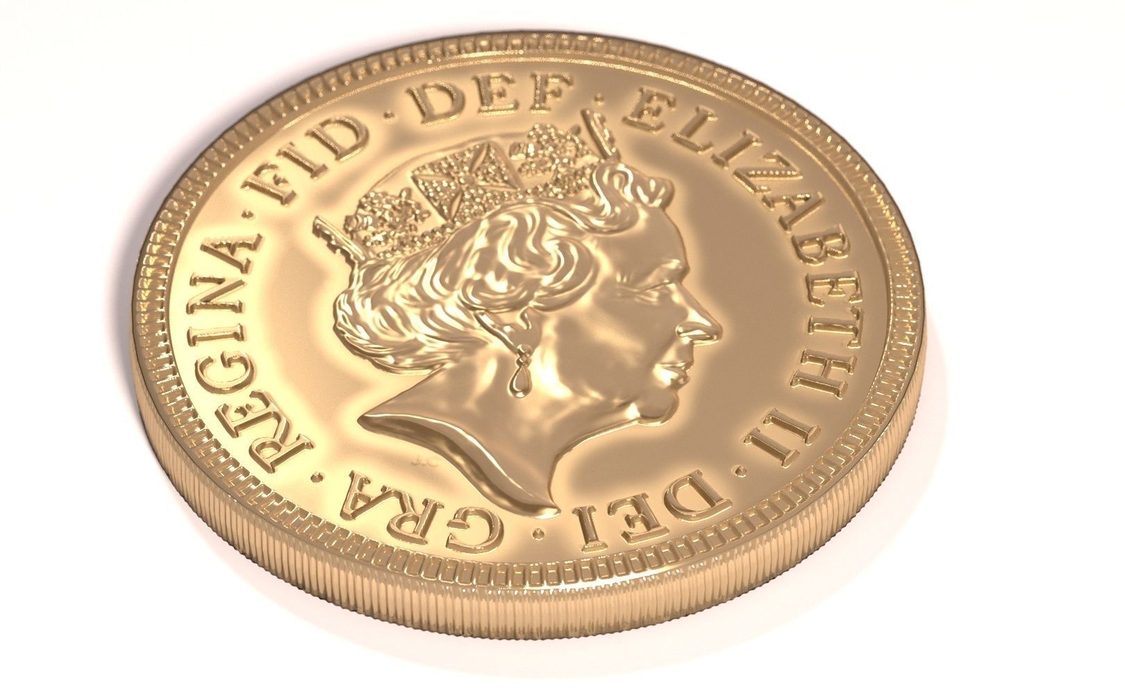 Gold Sovereign Coin Low-poly 3D model_2