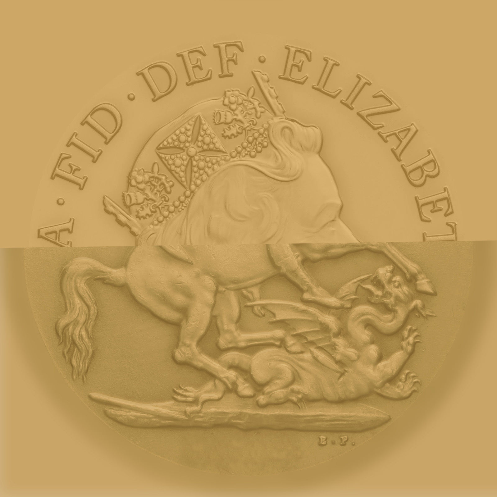 Gold Sovereign Coin Low-poly 3D model_8