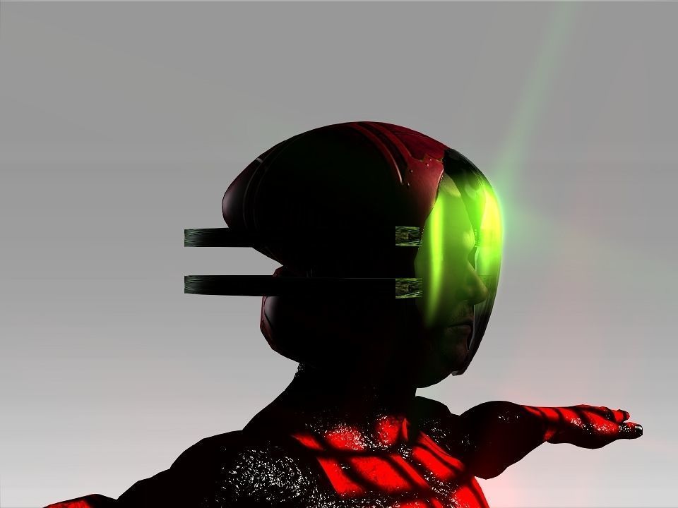 Open Mask Tech Helmet Low-poly 3D model_6