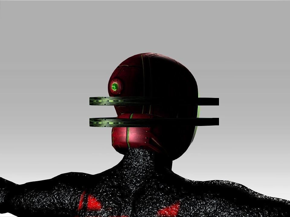 Open Mask Tech Helmet Low-poly 3D model_3