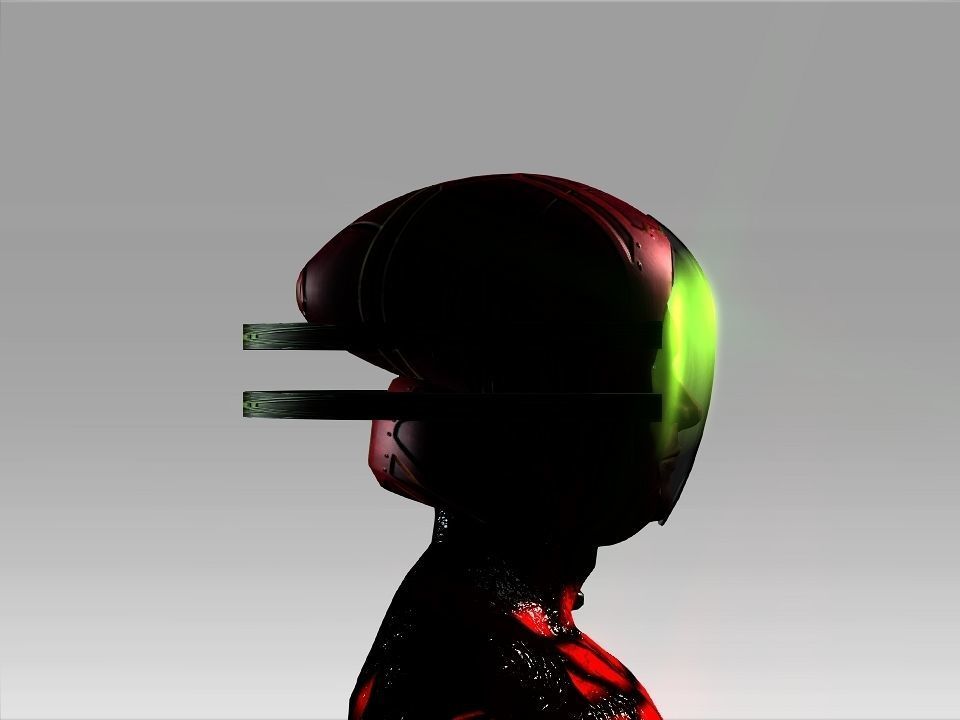 Open Mask Tech Helmet Low-poly 3D model_5