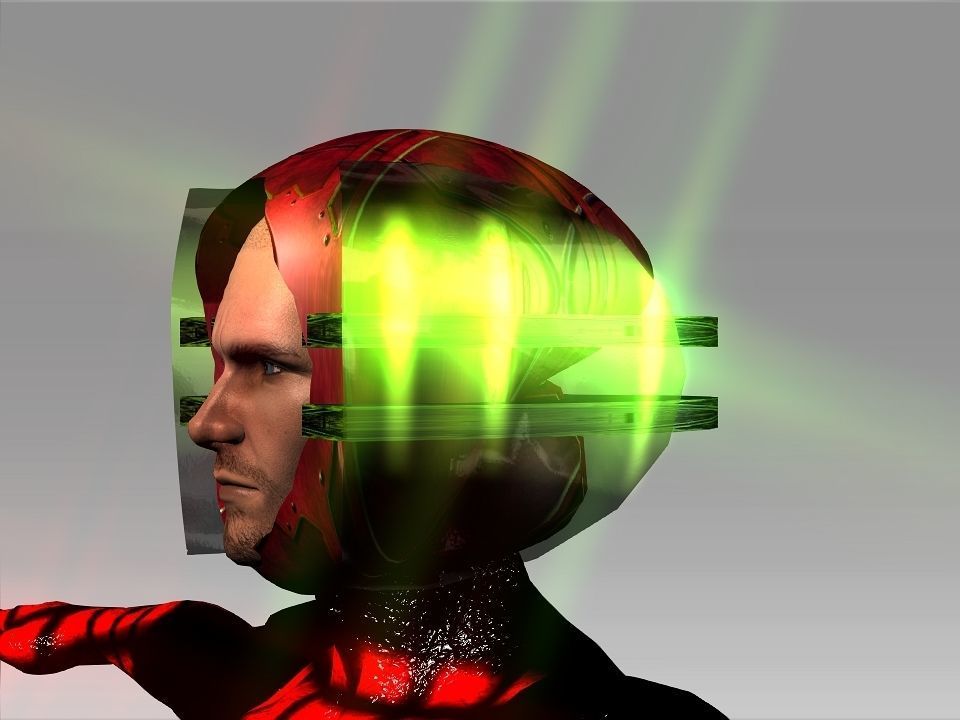 Open Mask Tech Helmet Low-poly 3D model_26