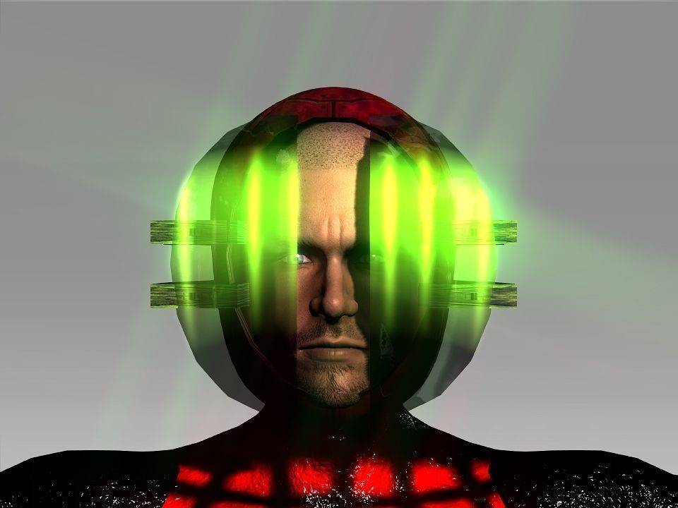 Open Mask Tech Helmet Low-poly 3D model_40