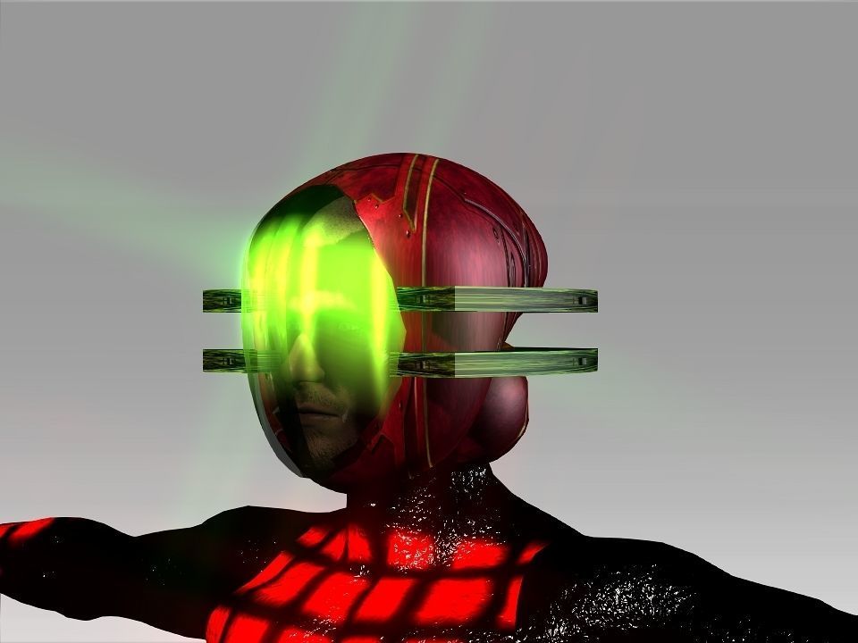 Open Mask Tech Helmet Low-poly 3D model_34