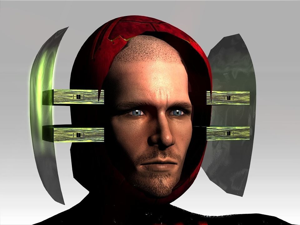 Open Mask Tech Helmet Low-poly 3D model_39