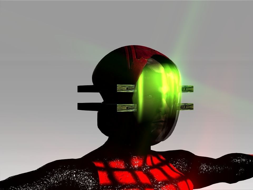 Open Mask Tech Helmet Low-poly 3D model_7