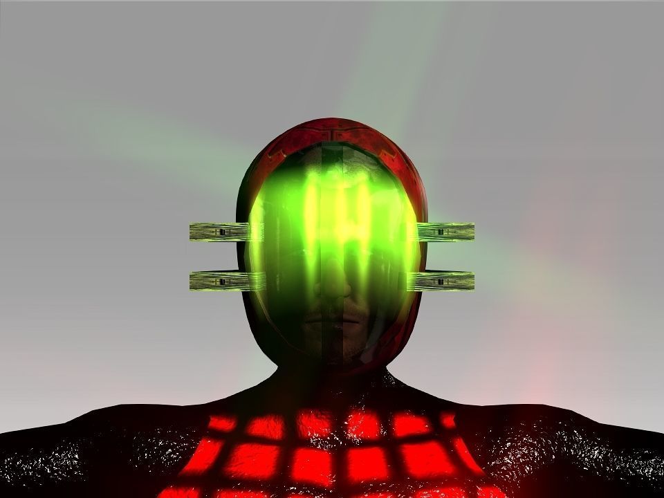 Open Mask Tech Helmet Low-poly 3D model_12