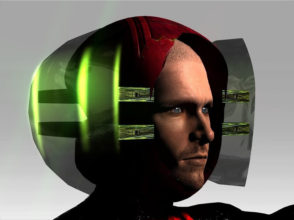 Open Mask Tech Helmet Low-poly 3D model_38