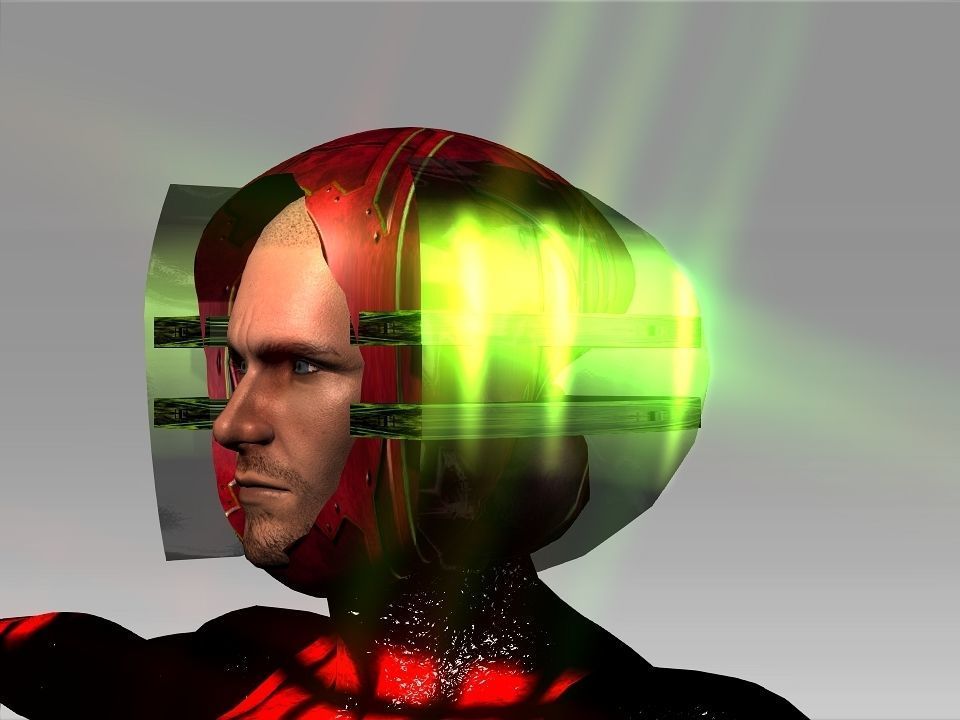 Open Mask Tech Helmet Low-poly 3D model_25