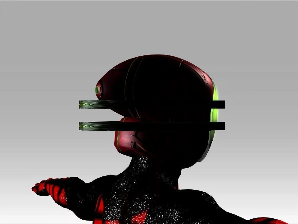 Open Mask Tech Helmet Low-poly 3D model_4