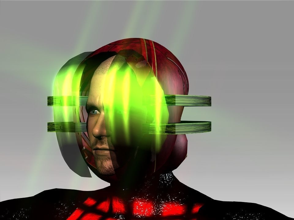 Open Mask Tech Helmet Low-poly 3D model_41