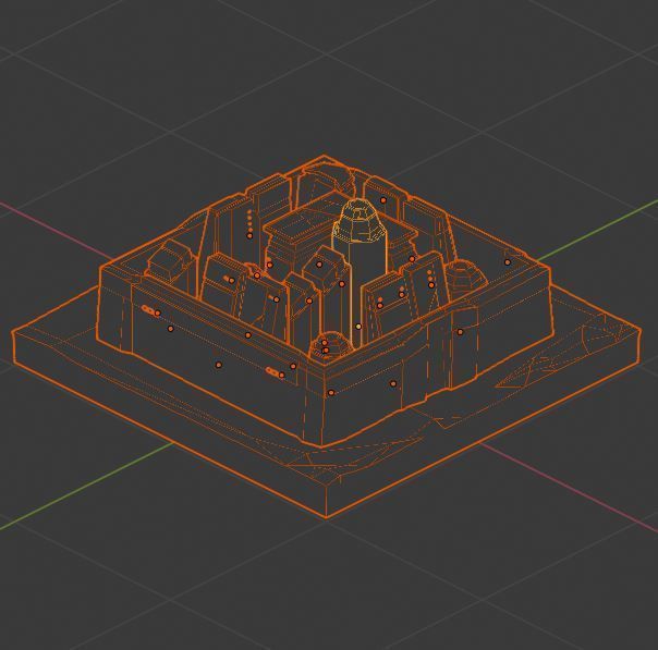 Sci-fi isometric city SET Low-poly 3D model_2