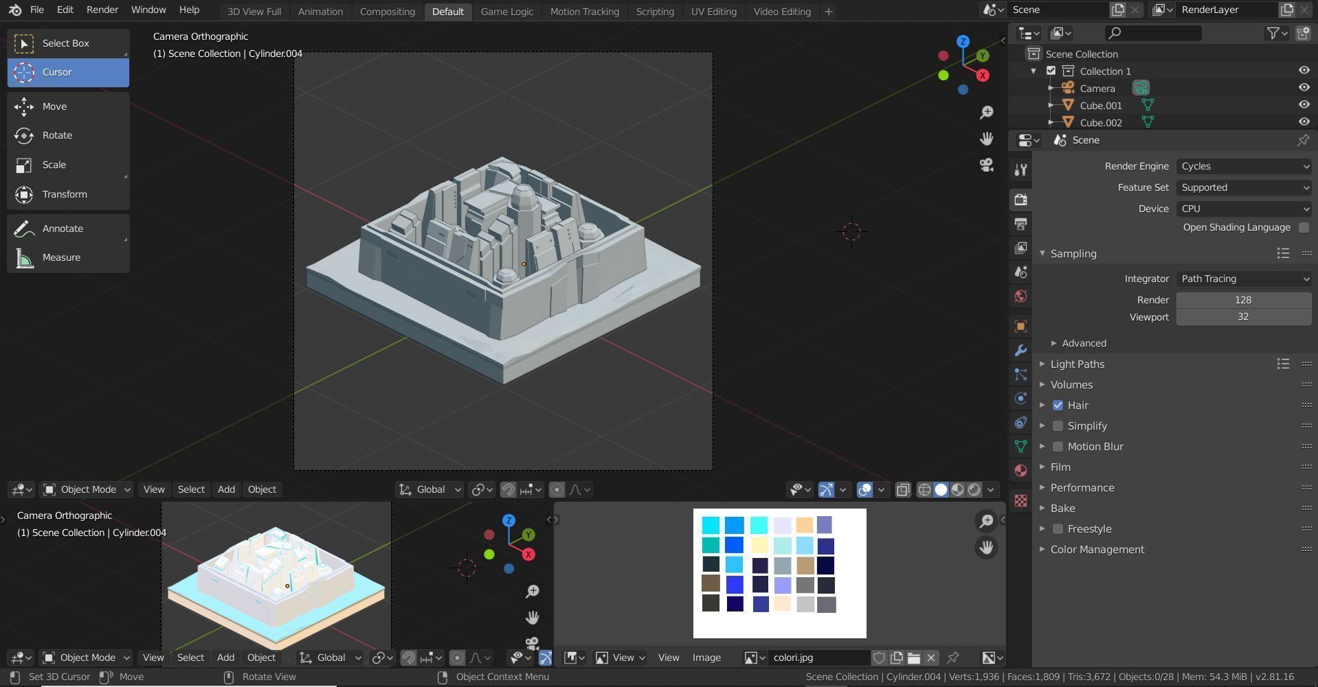 Sci-fi isometric city SET Low-poly 3D model_11