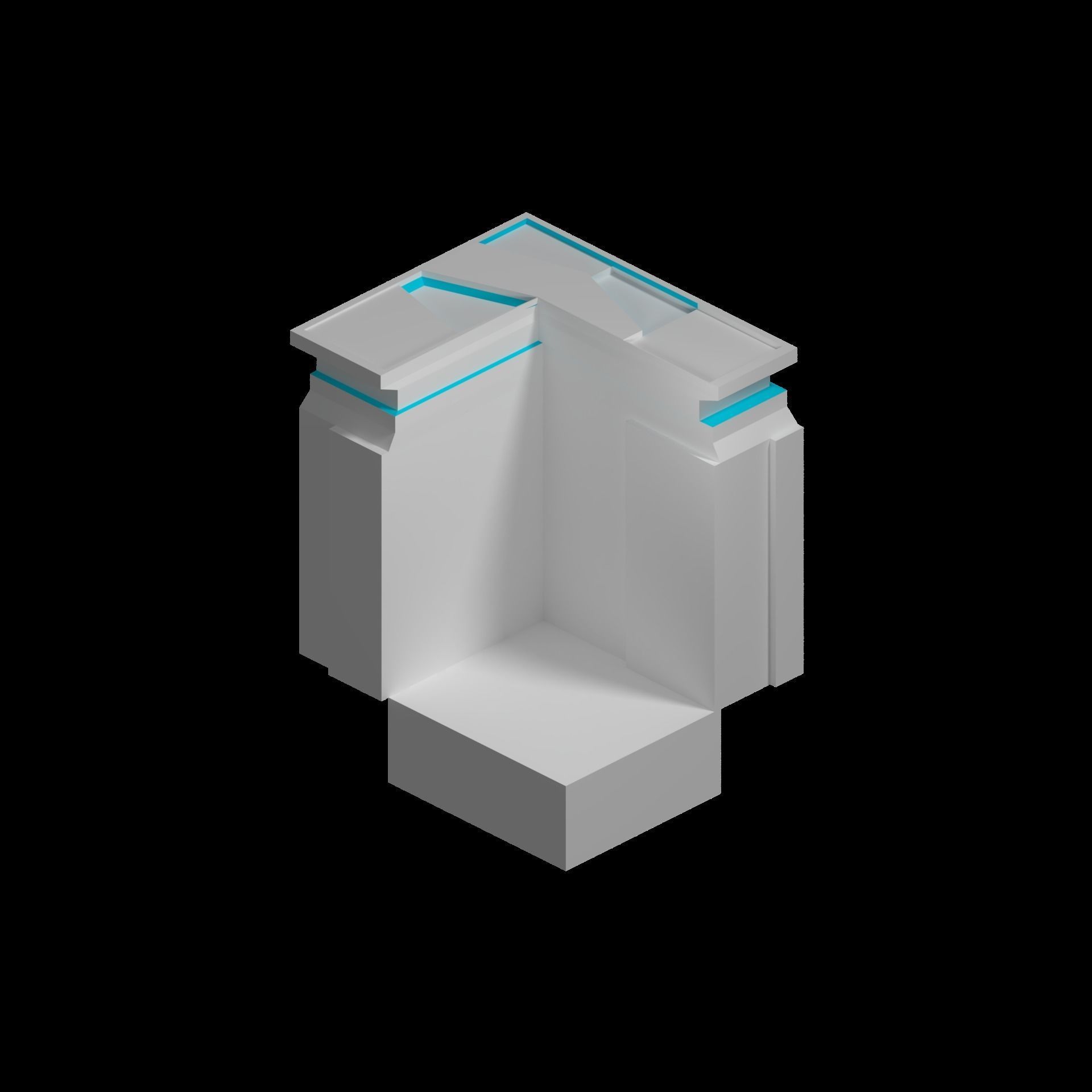 Sci-fi isometric city SET Low-poly 3D model_14