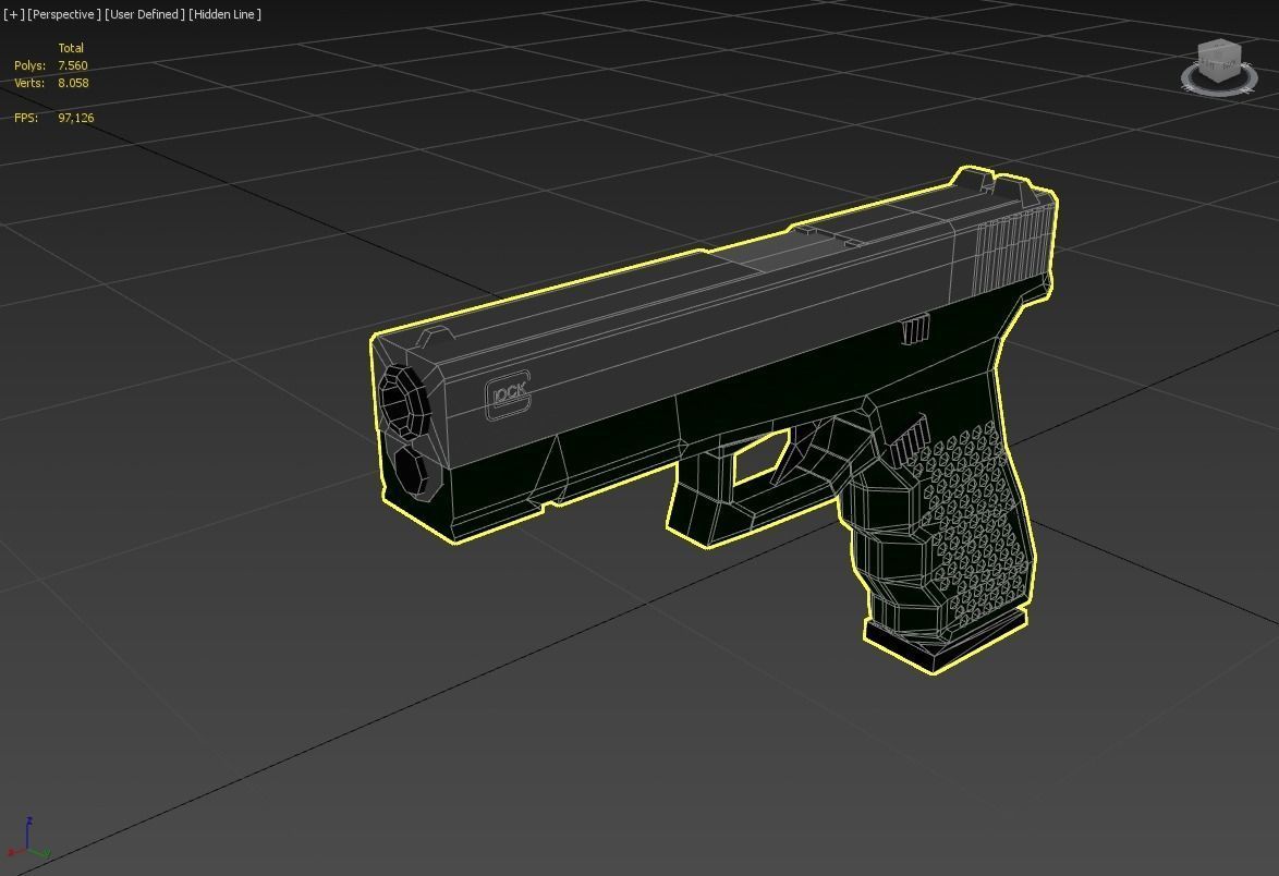 Glock LOWPOLY gun Low-poly 3D model_1