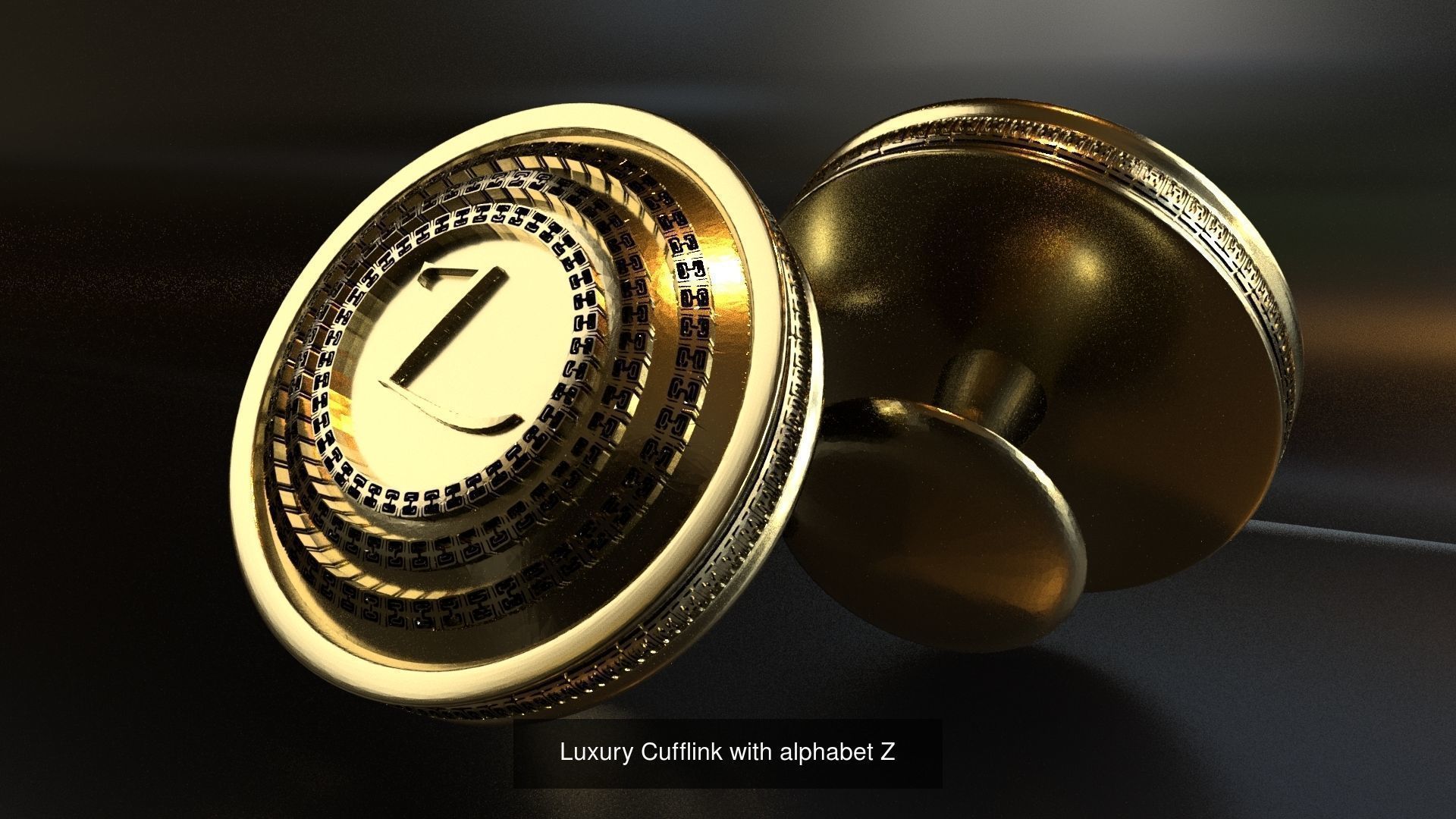 Luxury Cufflink with alphabet from A to Z 3D Model Collection