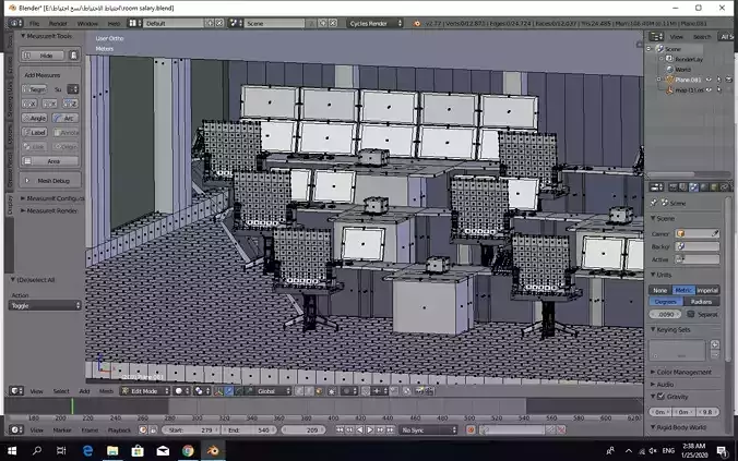 3d office room with chairs and desks